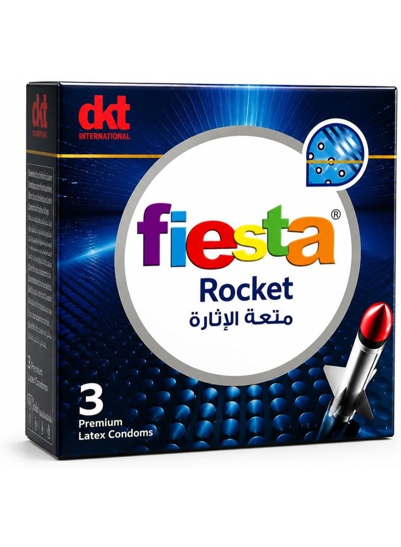 Fiesta Rocket - Ribbed & Dotted Condoms - 24 Packs of 3 Pcs - Image 3