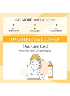 d'alba Piedmont d'alba Piedmont Italian White Truffle Return Oil Cream Cleanser, Vegan Skincare, Easy One Step Cleanser for Sebum & Makeup Removal, Hydrating Cleanser, for Sensitive Skin, Korean Skin Care  - Image 4