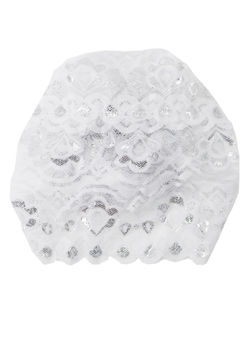 Loquat Women's Shiny Lace Hijab Inner Cap White  - Image 2