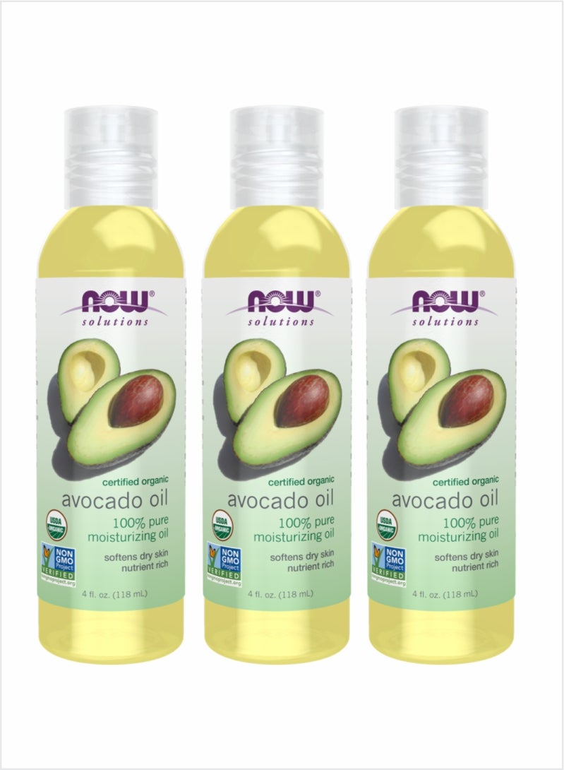 Now Essential Oils 100% Pure Organic Avocado Oil – 118ml (Pack of 3)