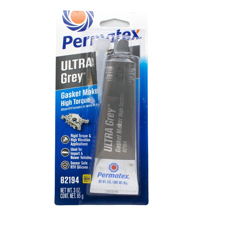 Permatex 82194-12PK Ultra Grey Rigid High-Torque RTV Silicone Gasket Maker, 3 Ounce (Pack of 12) - Image 1