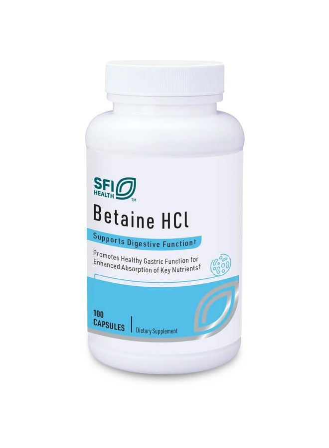 Klaire Labs Klaire Labs Betaine HCl 648mg - Hypoallergenic Betaine Supplement to Support Digestion & Nutrient Absorption - Gluten-Free, Corn-Free (100 Capsules) - Image 1