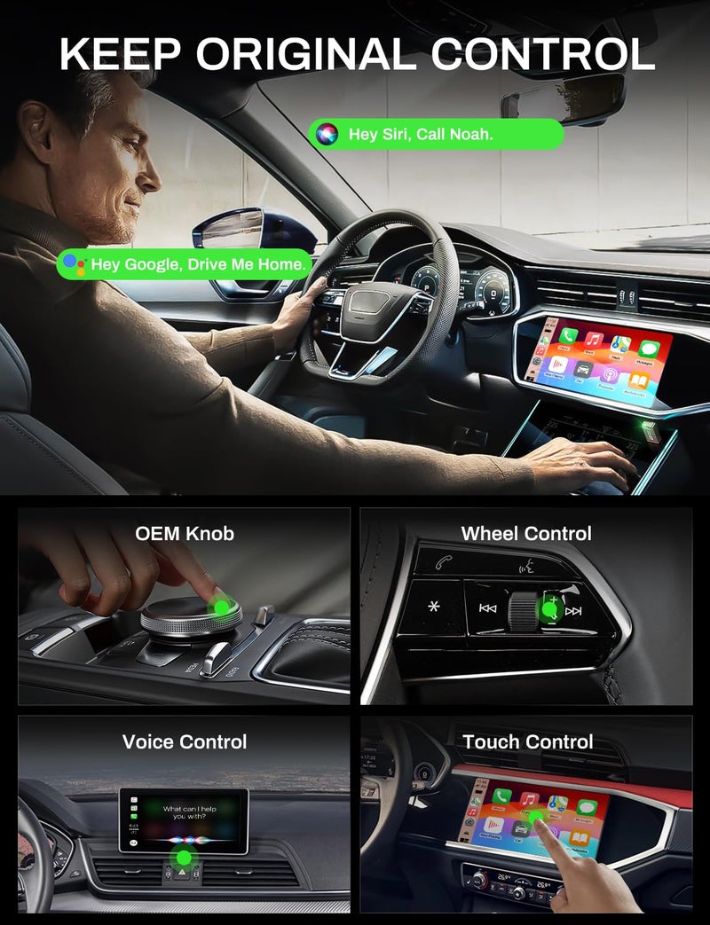Kolvt 2-in-1 Wireless CarPlay Adapter Support Apple CarPlay & Android Auto, Mini Bluetooth USB A & USB C Dongle Convert Wired to Wireless Compatible with iPhone & Android - Image 4