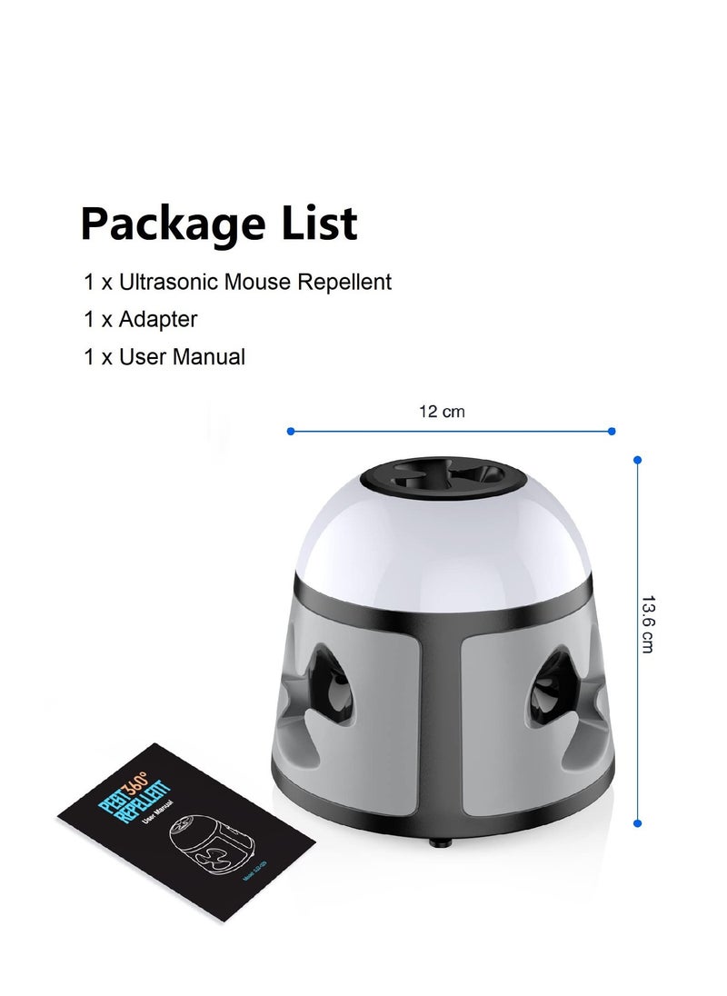 Mouse Repellent, Rodent Repellent Ultrasonic, 4 in 1 Mice Repellent, Rat Deterrent Frequency and LED Strobe Light, for Squirrels Mice Rats Rodents Indoor Use