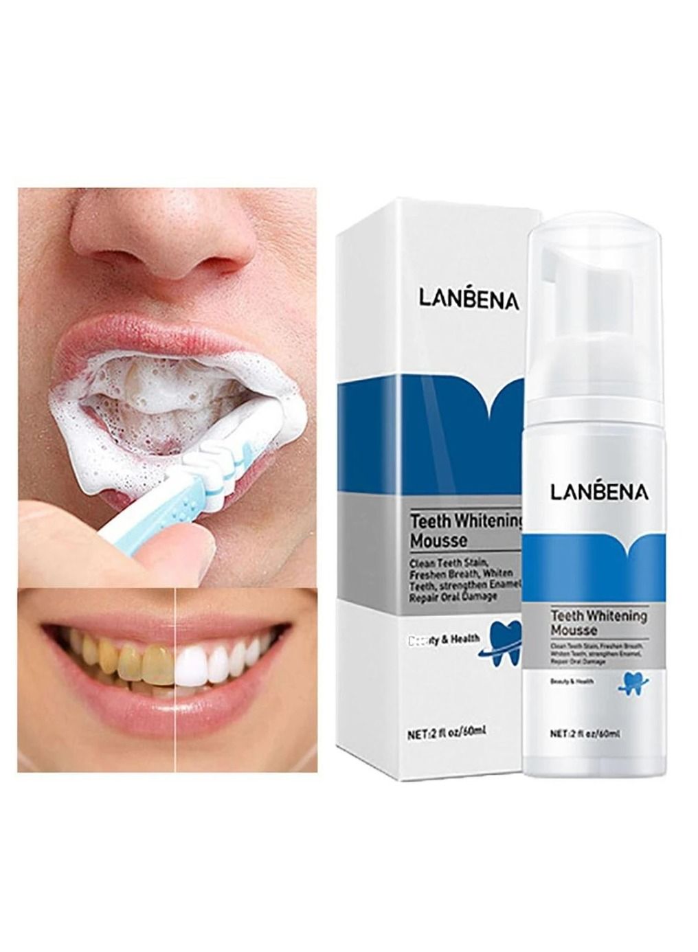 Teeth Supply Stain Remover Plaque Dental Organic Tooth Cleanser Foam Products Teeth Whitening Mousse 60ml 