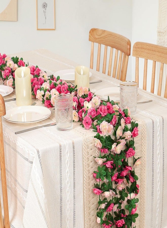 KHOYIME 18 Pack 144 FT Artificial Flower Garland, Fake Pink Roses Vines Silk Flowers Faux Plastic Outdoor Hanging Floral Ivy Garland Decoration for Wedding Arch Bedroom Home Wall Backdrop Room Decor - Image 2
