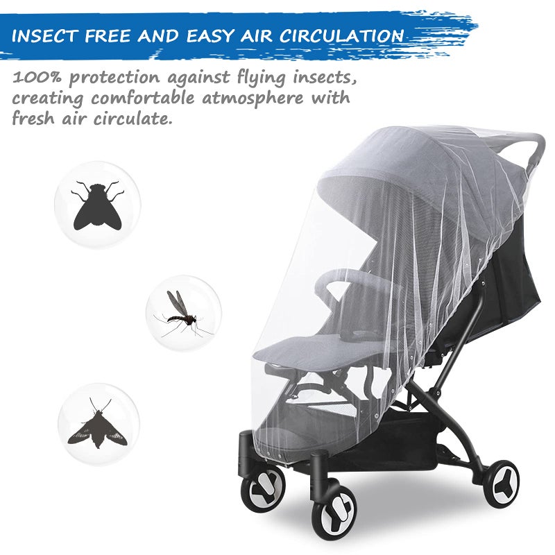 Coldwind Baby Mosquito Net for Stroller, Reusable Bug Net for Stroller, Playards, Pack N Plays and Portable Mini Crib, Portable & Durable Baby Insect Netting, White - Image 5