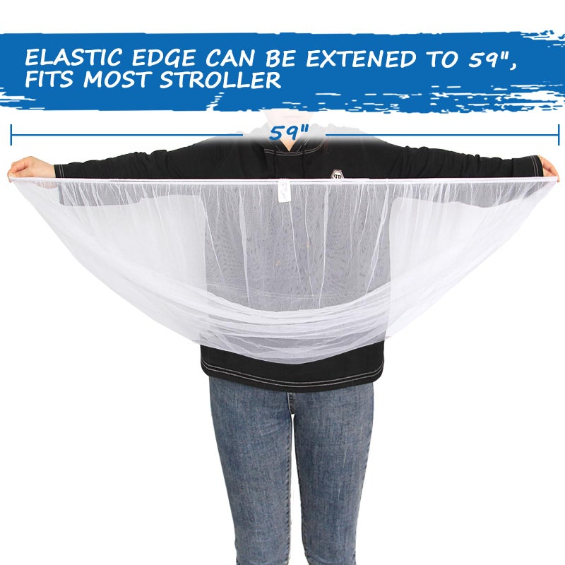 Coldwind Baby Mosquito Net for Stroller, Reusable Bug Net for Stroller, Playards, Pack N Plays and Portable Mini Crib, Portable & Durable Baby Insect Netting, White - Image 3