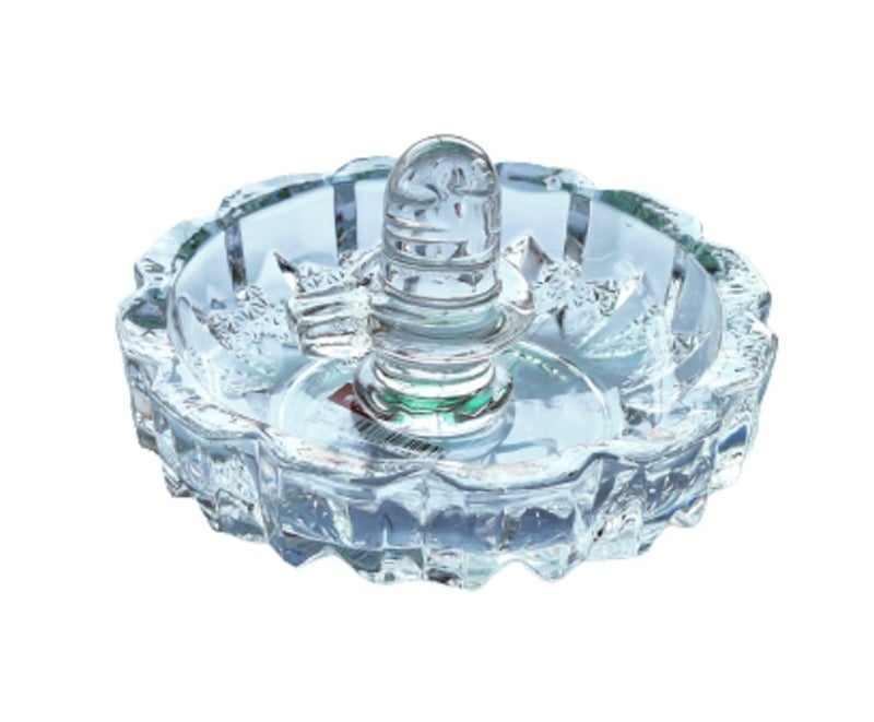A & S VENTURES A&S Ventures Crystal Shivling Glass Shiv with Beautiful Bowl Plate | Shiv Ji & Bowl Set for Puja | Perfect for Gift Purpose, Home & Office Decoration - Image 1