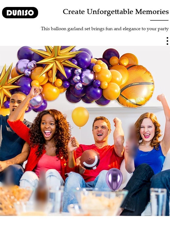 DUNISO Basketball Theme Balloon Arch Kit, 95 PCS Balloons with Gold Purple Star Foil Balloons for Boys Basketball Party Sport Theme Birthday Graduation Anniversary Wedding Baby Shower Decorations - Image 2