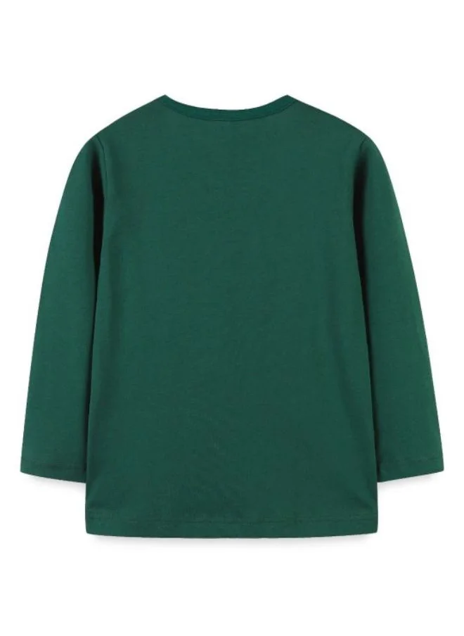 YUNIQEE Green Printed Long Sleeve Crew Neck T-Shirt