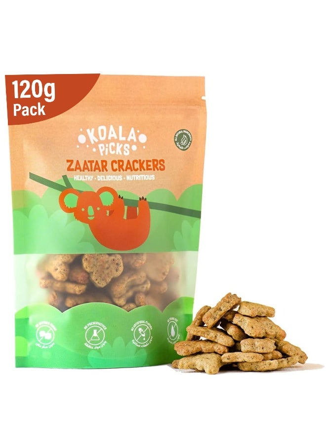 Koala Picks Zaatar Crackers - 120g | Savory and Crunchy Crackers with Middle Eastern Flavors | Perfect for Snacking and Lunchboxes | Free from Trans Fat, Artificial Flavors, and Preservatives - Image 1