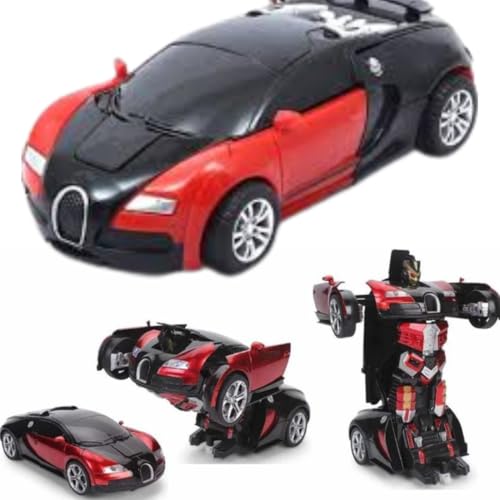 KRIMION® Toy Robots Plastic Battery Operated Converting Car to Robot, Robot to Car Automatically, Robot Toy, with Light and Sound for Kids Indoor and Outdoor 3 Year, Pack of 1 - Image 3
