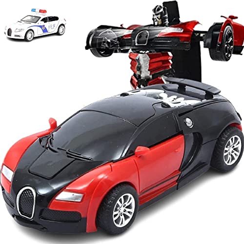 KRIMION® Toy Robots Plastic Battery Operated Converting Car to Robot, Robot to Car Automatically, Robot Toy, with Light and Sound for Kids Indoor and Outdoor 3 Year, Pack of 1 - Image 2