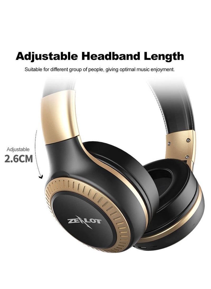 Zealot - Bluetooth Headphone Wireless Stereo Earphone Foldable Over Ear Headset 3.5mm AUX In Hands-free w/ Microphone - Image 1