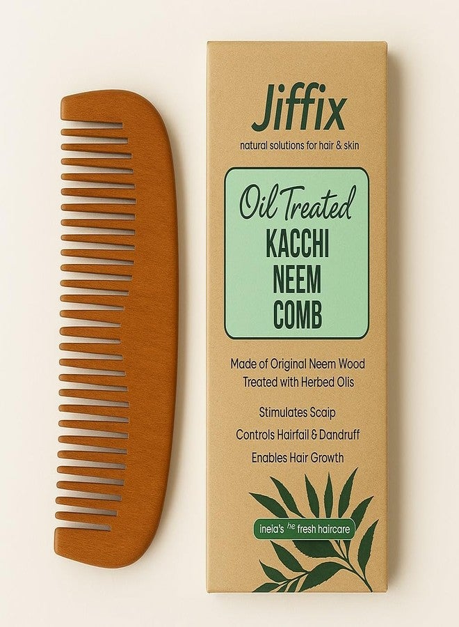 Jiffix Premium Neem Wood Comb - Eco-Friendly, Oil-Treated Anti-Hairfall & Frizz Control Comb for Men, Women, & Kids - Natural Wooden Comb for Healthy Hair, Dandruff Control, and Scalp Massage (NEEM-5) - Image 2