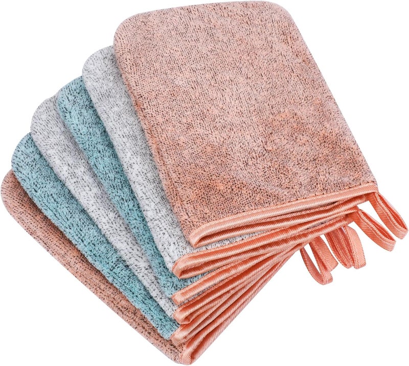 Phogary PHOGARY 6 Pack Microfiber Body Wash Mitts 68 Inch Super Absorbent  Soft Face Mitten Coral Fleece Bath Spa Cloth Reusable Makeup Remover Mitt Gloves 3 Colors 