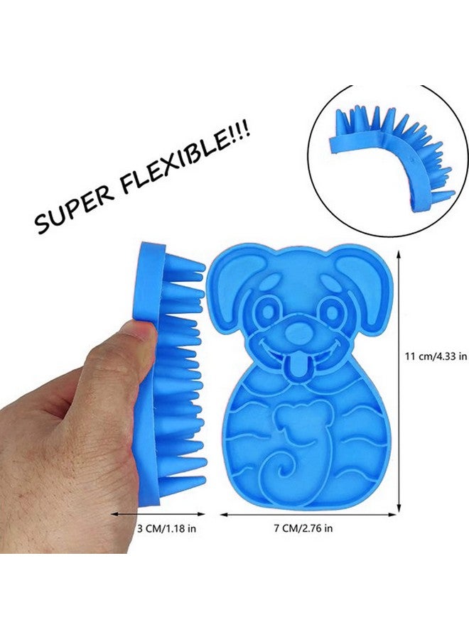 إيميلي بيتس فرشاة قطط فائقة النعومة من السيليكون قابلة للغسل والاستحمام والتدليك ومشط الحيوانات الأليفة - آمنة ولا تسبب الخدش - تزيل تشابك الشعر القصير للقطط والقطط الصغيرة والجراء (أزرق، عبوة من قطعتين) - Image 4