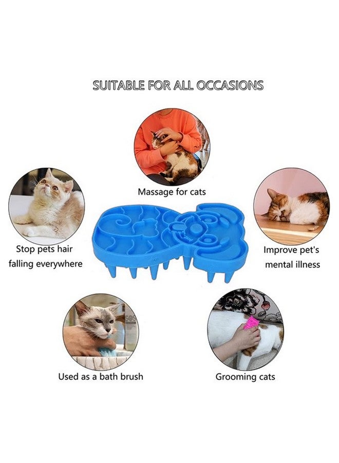 إيميلي بيتس فرشاة قطط فائقة النعومة من السيليكون قابلة للغسل والاستحمام والتدليك ومشط الحيوانات الأليفة - آمنة ولا تسبب الخدش - تزيل تشابك الشعر القصير للقطط والقطط الصغيرة والجراء (أزرق، عبوة من قطعتين) - Image 5