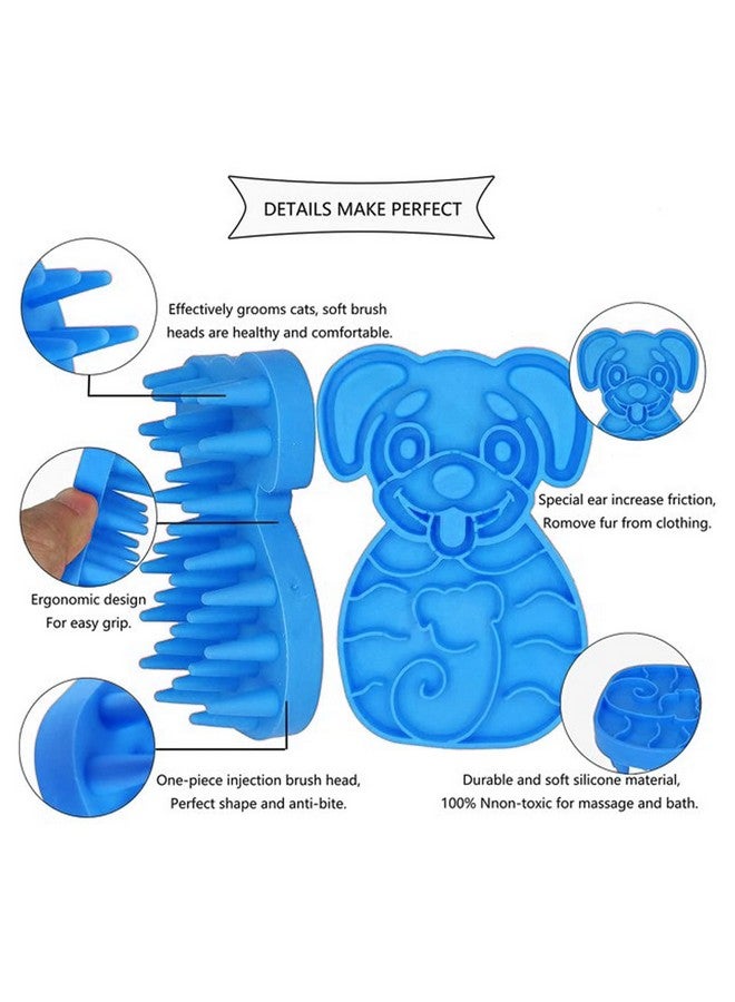 إيميلي بيتس فرشاة قطط فائقة النعومة من السيليكون قابلة للغسل والاستحمام والتدليك ومشط الحيوانات الأليفة - آمنة ولا تسبب الخدش - تزيل تشابك الشعر القصير للقطط والقطط الصغيرة والجراء (أزرق، عبوة من قطعتين) - Image 3