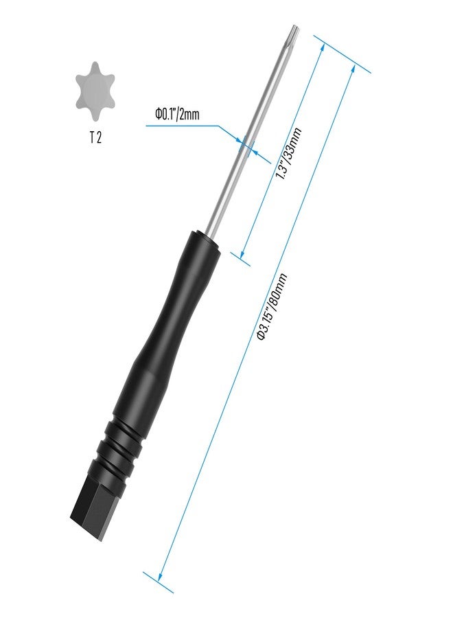 FOCMKEAS 2PCS T2 Mini Torx Screwdrivers, 80mm（3.15") Torx Driver Star Bit Screwdrivers for Computer Repairing, Automobile Tools and Home Appliances, Non-magnetic - Image 3