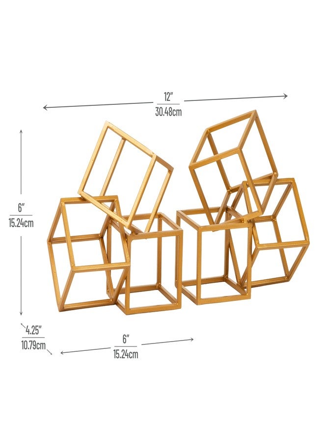 Mind Reader Decorative Geometric Cube Bookends, Modern Book Holders, Office Decor, Metal, Set of 2, Gold - Image 3