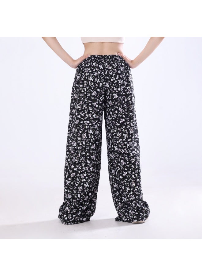 BEBO Women's printed drawstring pants, free size, fits approximately 60-85 kg_Black & White  - Image 3
