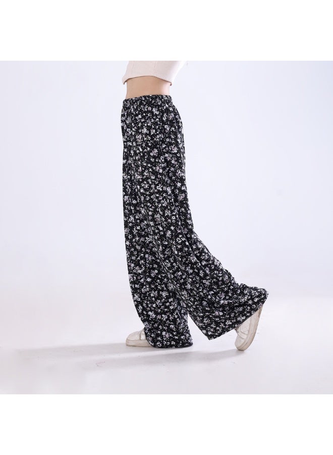 BEBO Women's printed drawstring pants, free size, fits approximately 60-85 kg_Black & White  - Image 2