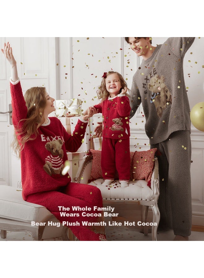 Emxee Kids Homewear Half Velvet Boys And Girls Baby Fleece Thickened Autumn Winter Warm Children's Pajama Set Separate Pieces - Image 2