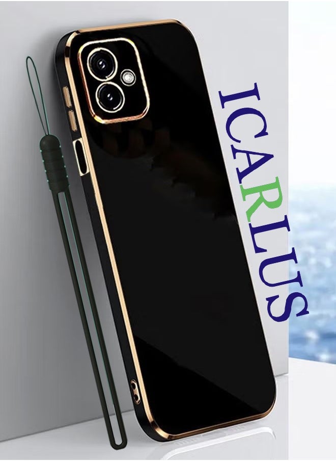 ICARLUS For Motorola Moto G54 5G Case Glossy Electroplating TPU Protective Cover Gold-Black 