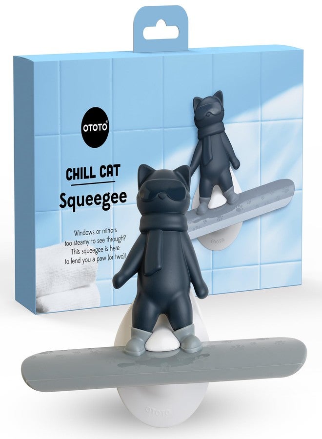 OTOTO Chill Cat Squeegee - Cute Kitchen Accessories, Cute Bathroom Decor, Black Bathroom Accessories, Shower Accessories, Shower Squeegee for Glass Doors, Small Bathroom Squeegee, Cat Gifts - Image 1