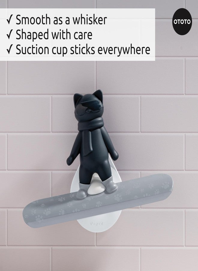 OTOTO Chill Cat Squeegee - Cute Kitchen Accessories, Cute Bathroom Decor, Black Bathroom Accessories, Shower Accessories, Shower Squeegee for Glass Doors, Small Bathroom Squeegee, Cat Gifts - Image 4