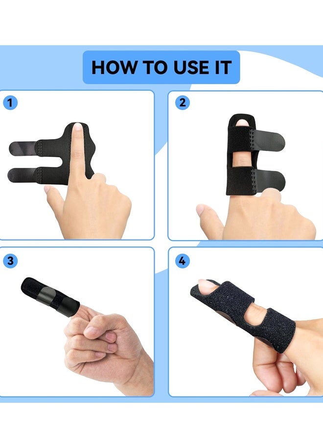 2PCS Black Universal Finger Splint Brace - Image 5