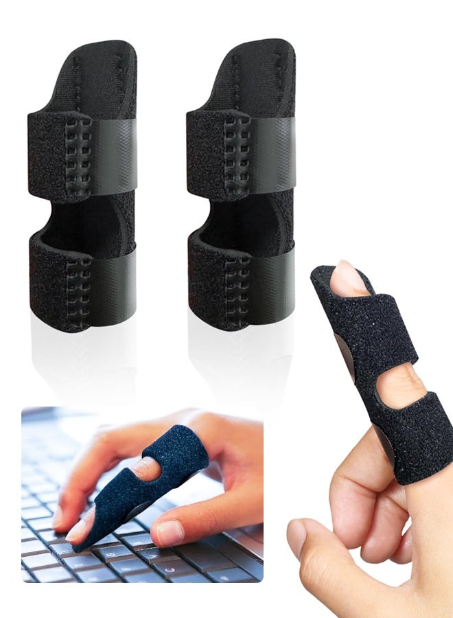 2PCS Black Universal Finger Splint Brace - Image 1