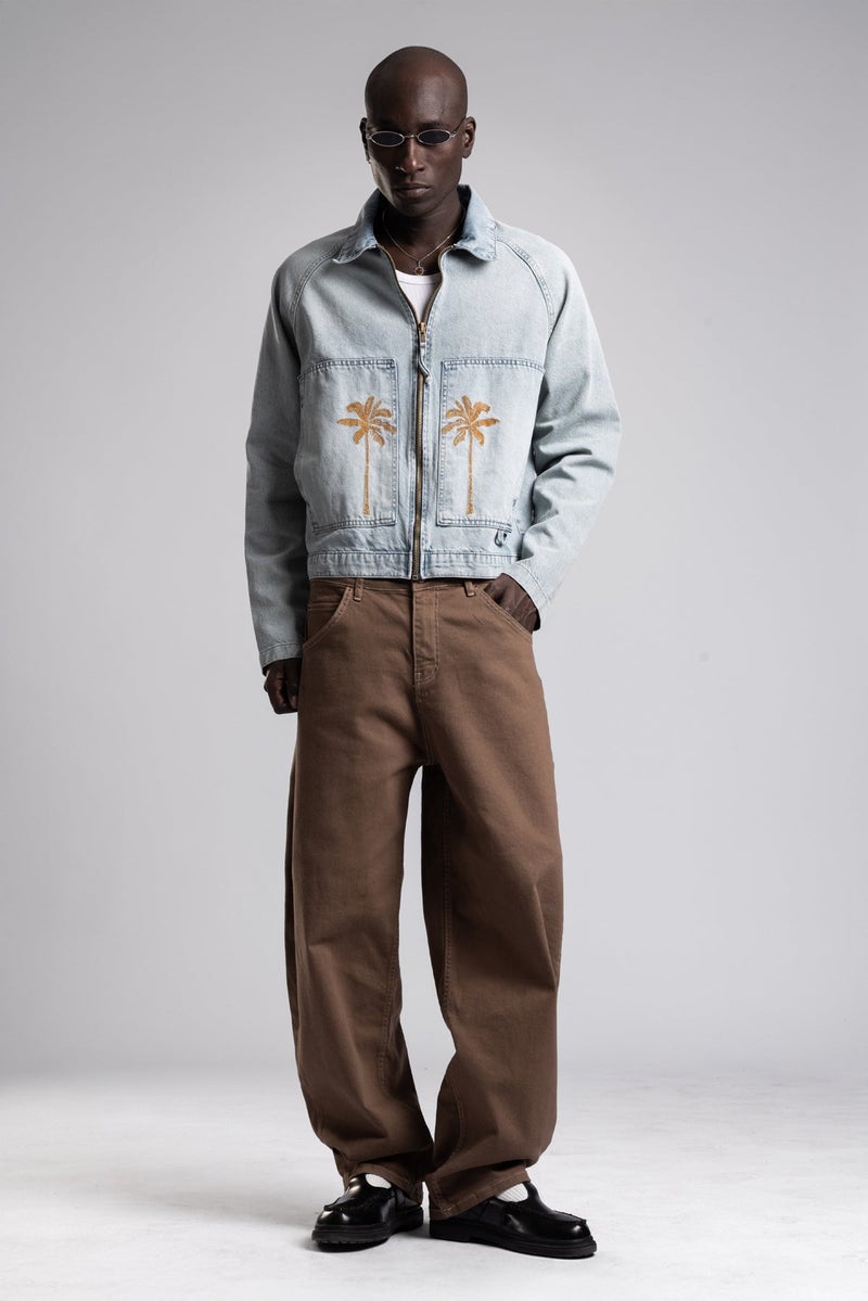 Catch Embroidered Denim Jacket with Large Front Pockets - Image 1