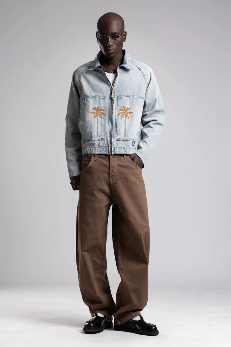 Catch Embroidered Denim Jacket with Large Front Pockets