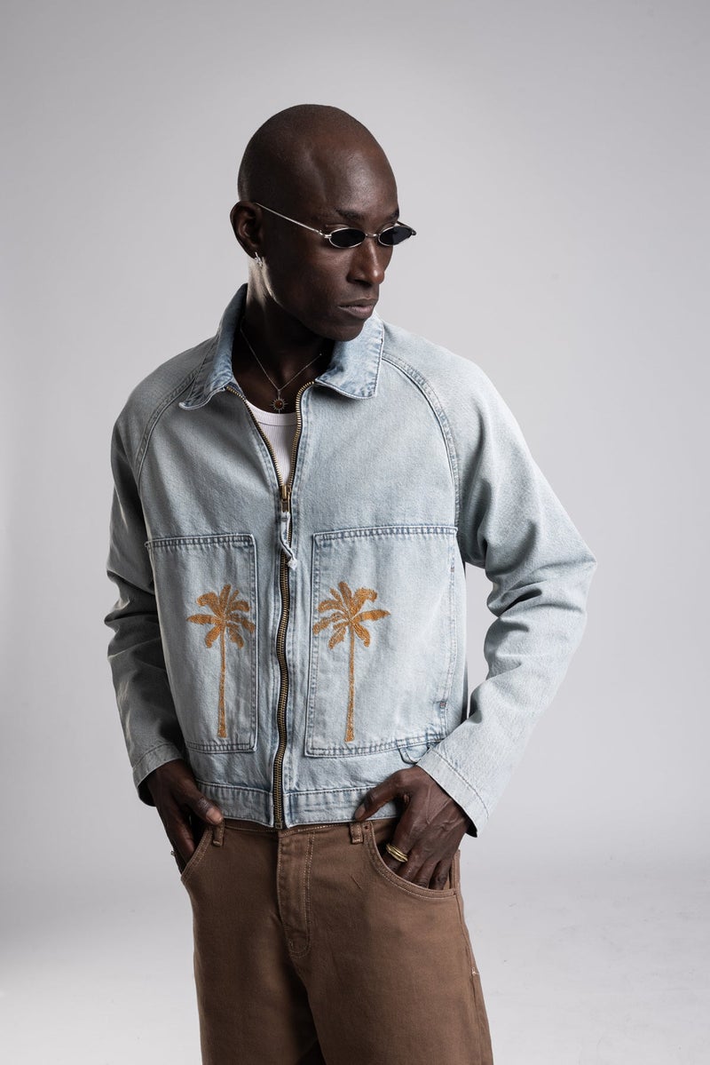 Catch Embroidered Denim Jacket with Large Front Pockets - Image 3