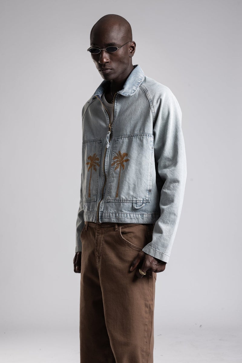 Catch Embroidered Denim Jacket with Large Front Pockets - Image 2