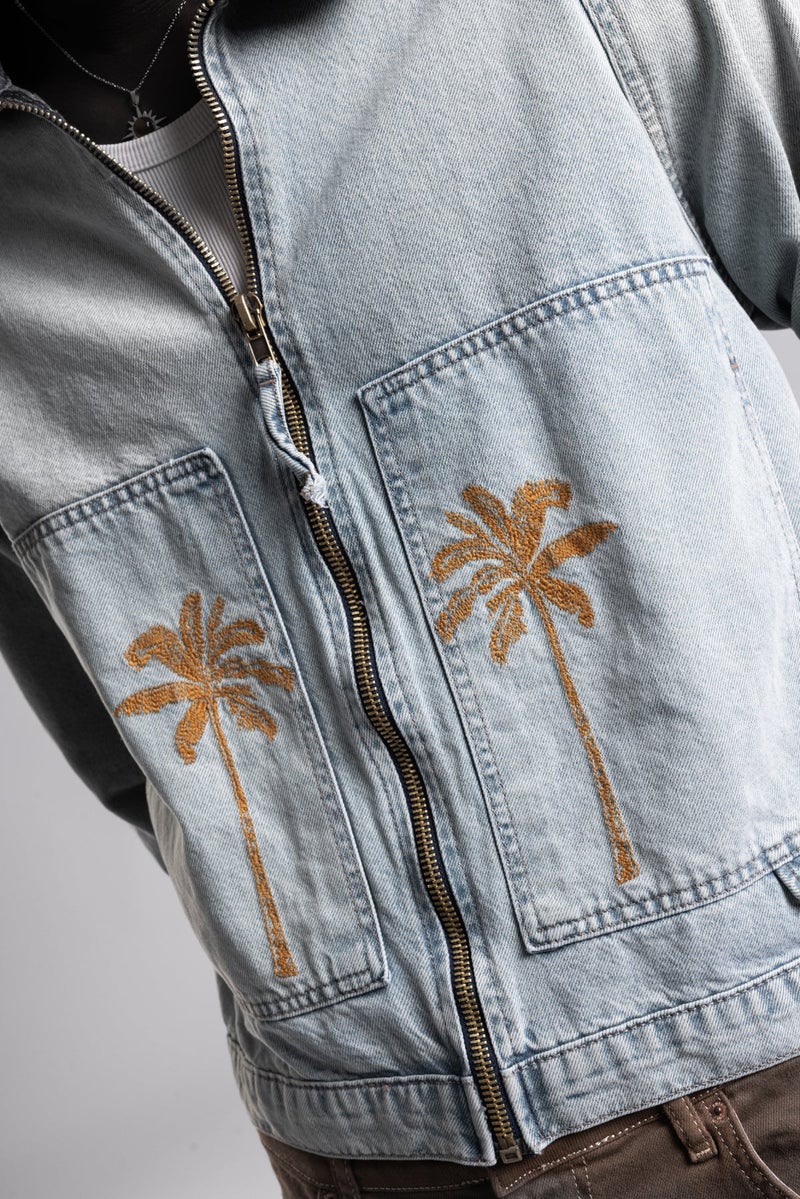Catch Embroidered Denim Jacket with Large Front Pockets - Image 4