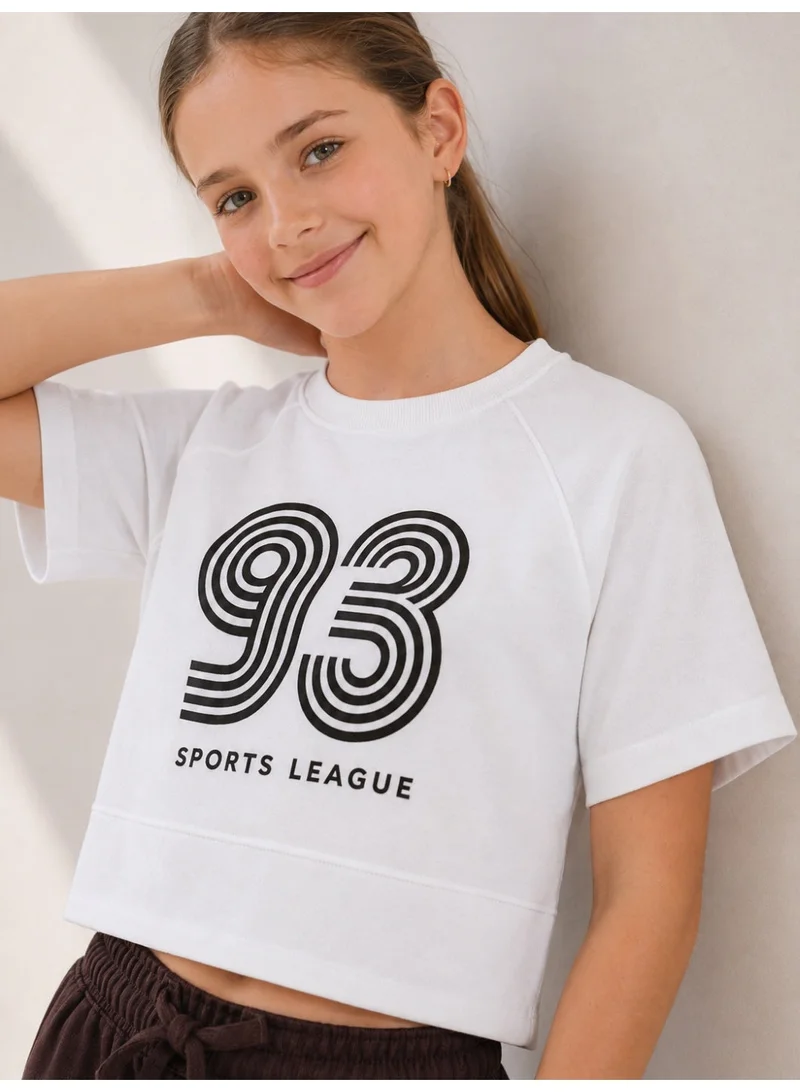 Victor And Jane  Girls 2 Pc Set “93 Sports League” T-Shirt & Pants Set – White & Brown for Women | Best Price UAE
