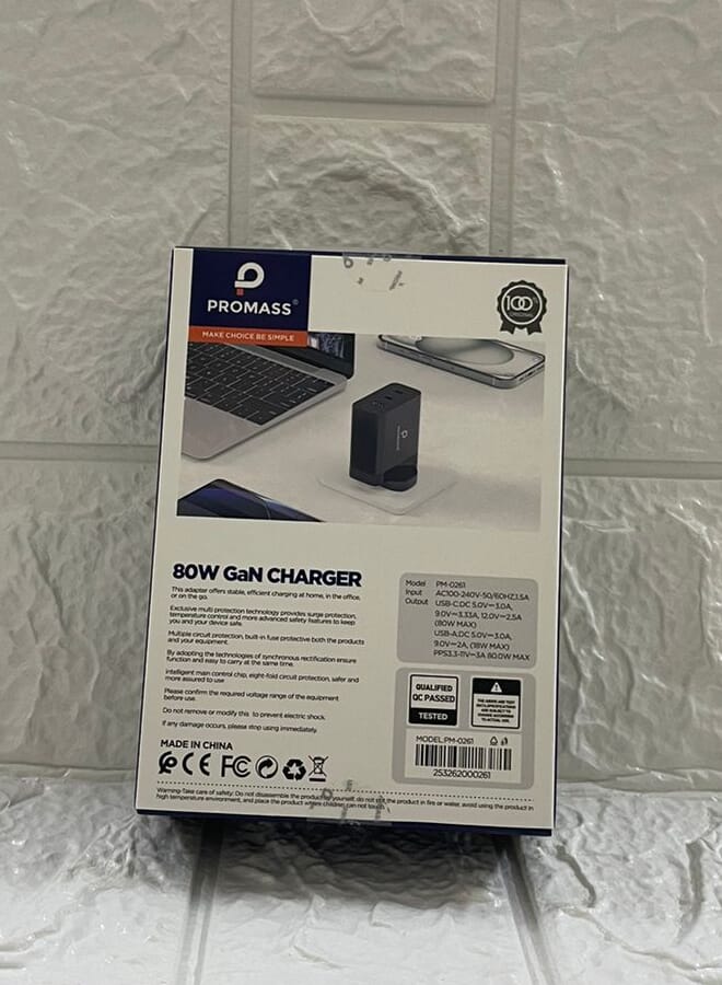 PROMASS High-Power Charger 65W USB C Charger 3-Port Foldable - Image 2