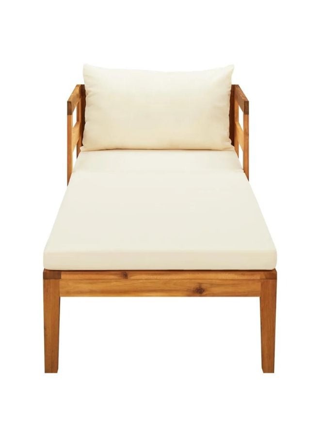 vidaxl vidaXL Sun Lounger with Cream White Cushions Solid Acacia Wood - Image 2
