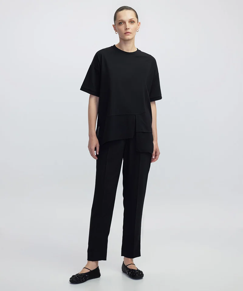 Ipekyol Chiffon Trim Asymmetric T-Shirt