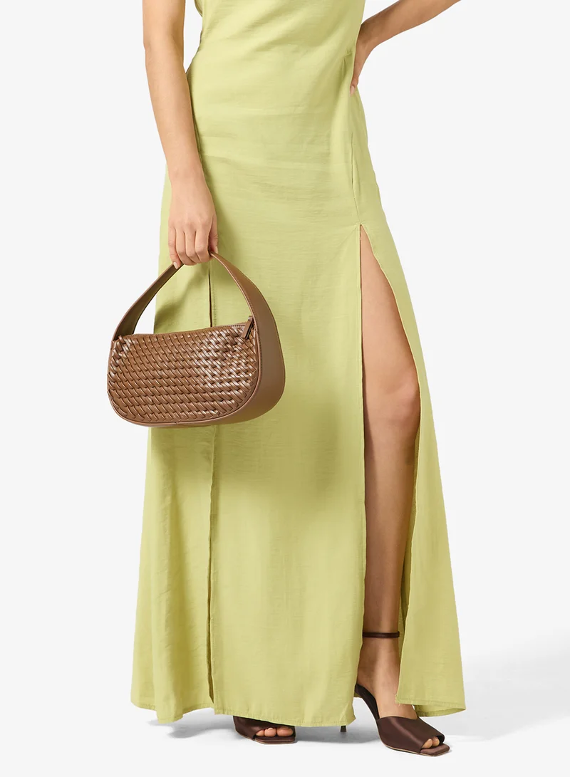 Ella Brown Woven Textured Detail Shoulder Bag for Women | Best Price UAE