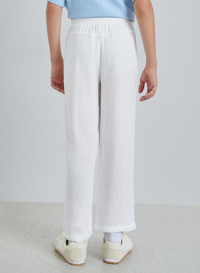 Styli Teen Boys Solid Pants with Turn-Up Hem - Image 4
