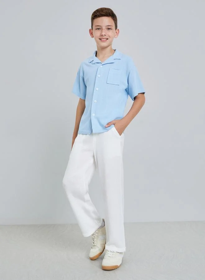 Styli Teen Boys Solid Pants with Turn-Up Hem