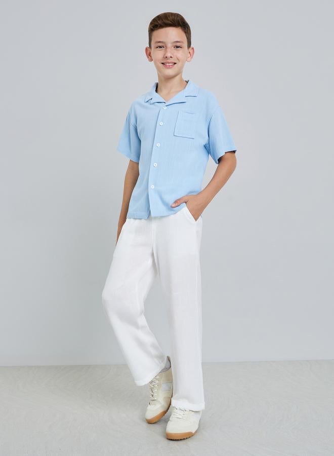 Styli Teen Boys Solid Pants with Turn-Up Hem - Image 2