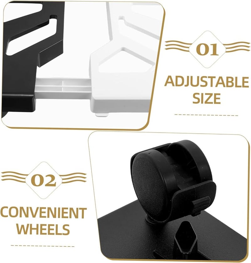 Adjustable Mobile CPU Tower Stand With Locking Caster Wheels Space Saving Computer Case Holder - Image 4