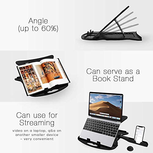 STRIFF Adjustable Laptop Tabletop Stand Patented Riser Ventilated Portable Foldable Compatible with MacBook Notebook Tablet Tray Desk Table Book with Free Phone Stand (Black) - Image 2