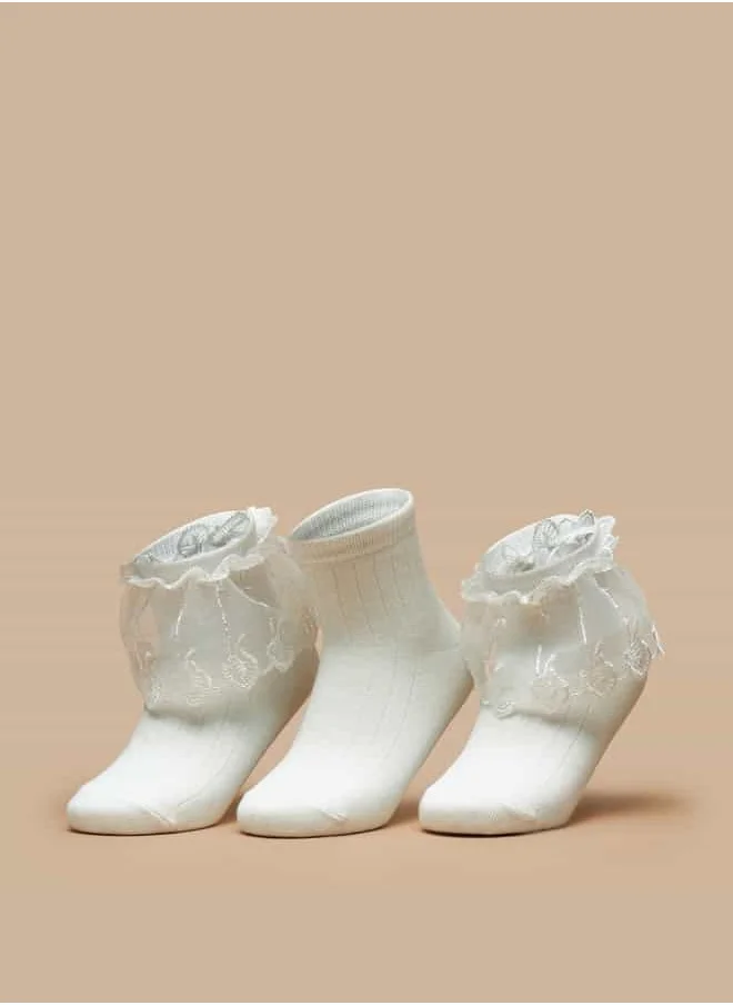 Little Missy Girls Assorted Ankle Length Socks - Set of 3